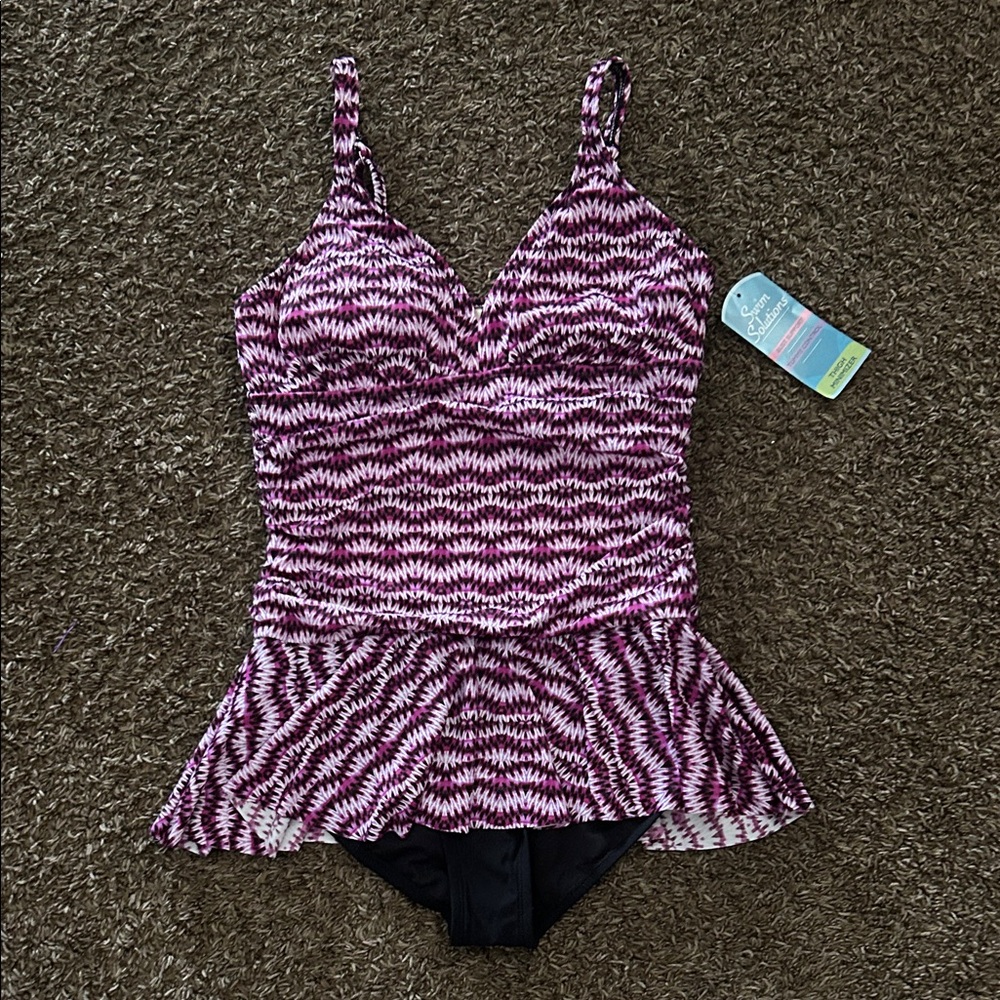 Swim Solutions Kids One Piece in Purple and Black
